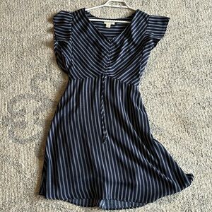 Monteau navy flowy dress, adjustable V neck depth